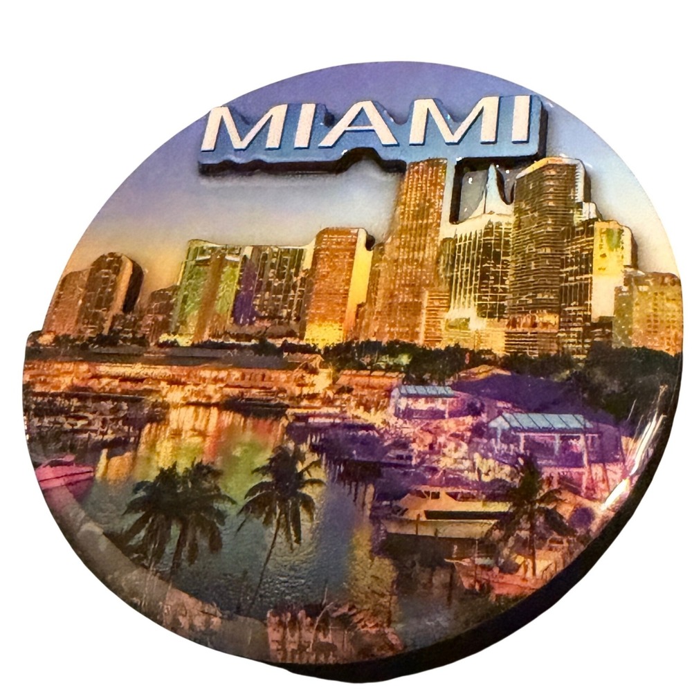 Miami Florida Magnet Multicolor Skyline Souvenir 3D New